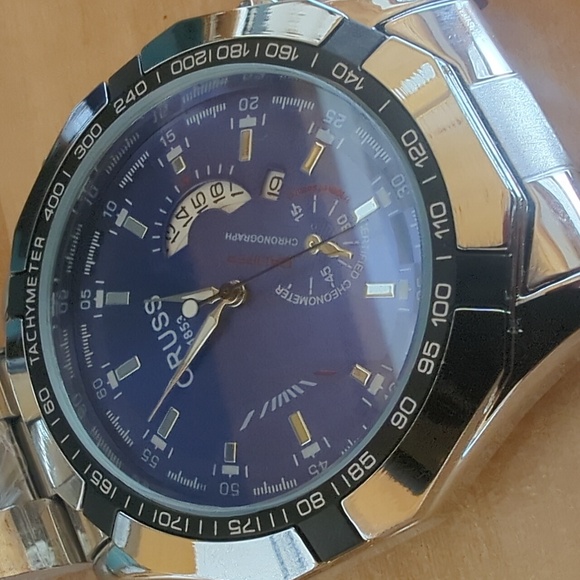New Men's ORUSS 1853 Stainless Steel Blue Dial Watch with Luminous Hands - Picture 3 of 14